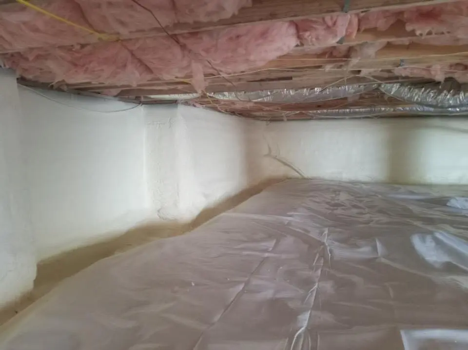Crawl space encapsulation with closed-cell spray foam for Roof Leak Repair in Kearney